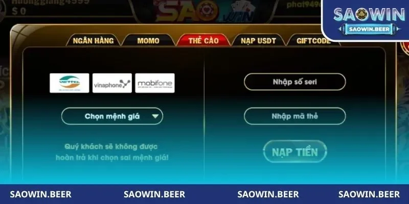 Nạp tiền cổng game nhanh, đơn giản